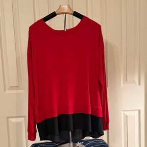 Calvin Klein Red and Black Long Sleeve Top